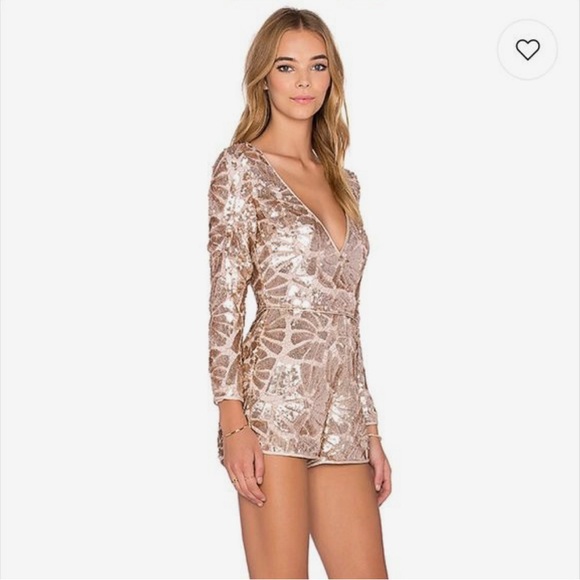 SAYLOR Jacqueline Rose Gold Sequin Romper - Picture 2 of 7